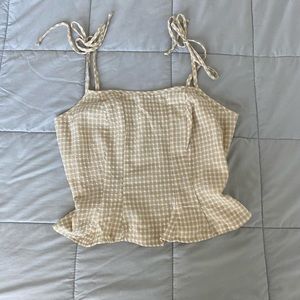 Gingham neutral sleeveless top